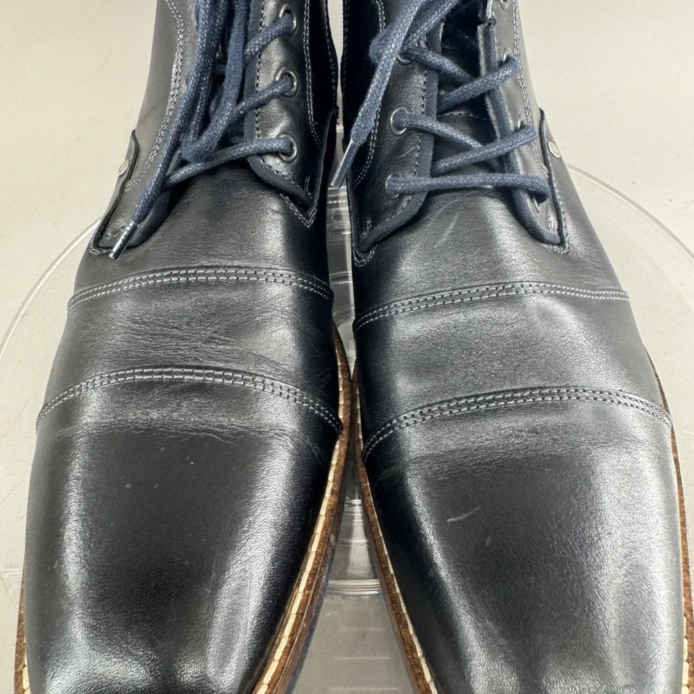 Steve Madden Mens Kramerr Leather Cap Toe Side Zip Chukka Boots Black Size 12